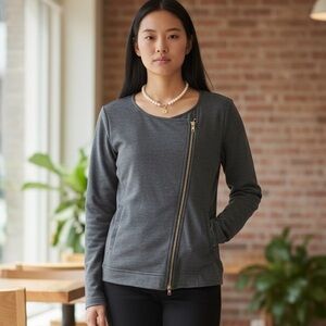 Gray Zip Motto Style Jacket